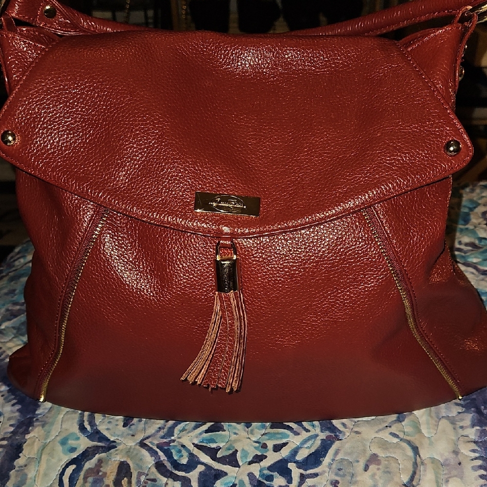 Onna Ehrlich EUC Elegant Red Leather Women's Bag Purse Hobo